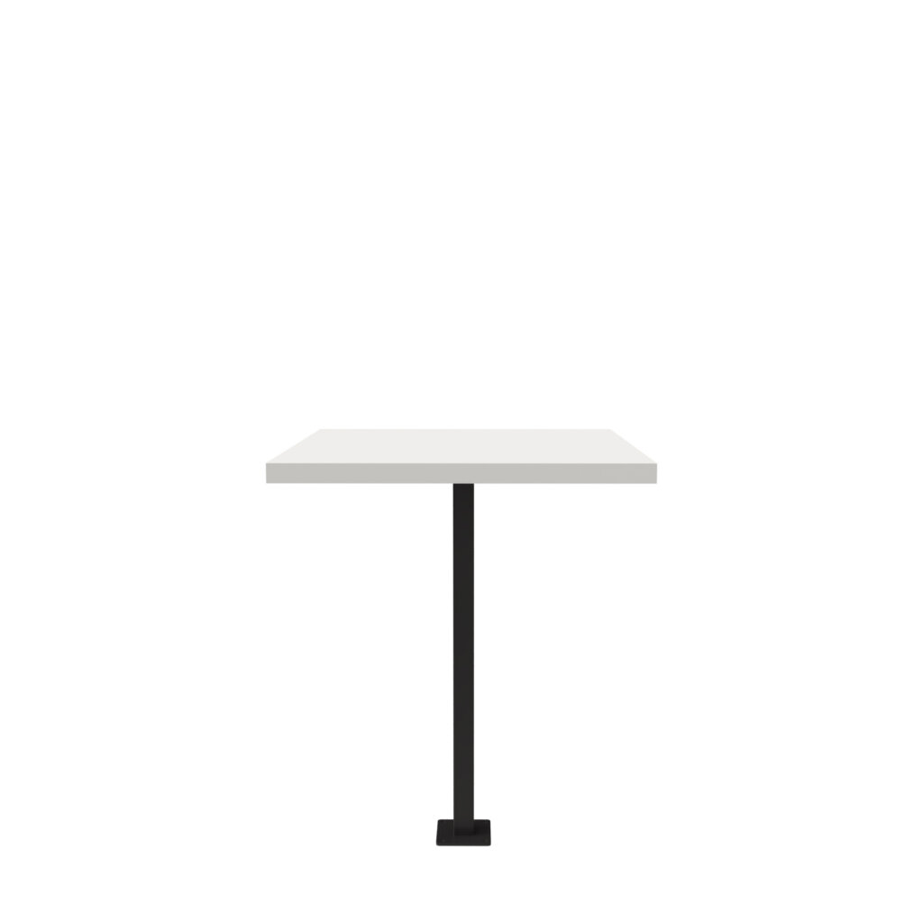 square tube fixed post base dining table corian GM side - Crow Works